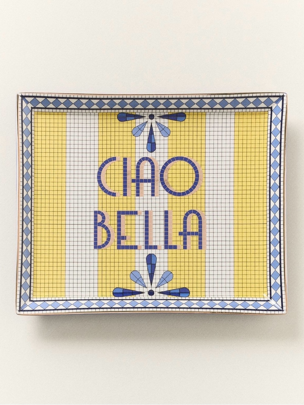 Anthropologie Ciao Bella Bistro Tile Stoneware Trinket Dish: Italia Edition